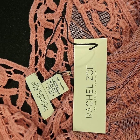 💕RACHEL ZOE💕 Scallop Trim Embroidered Lace CoverUp Dress ~ Dusty Rose OS NWT - Picture 8 of 10